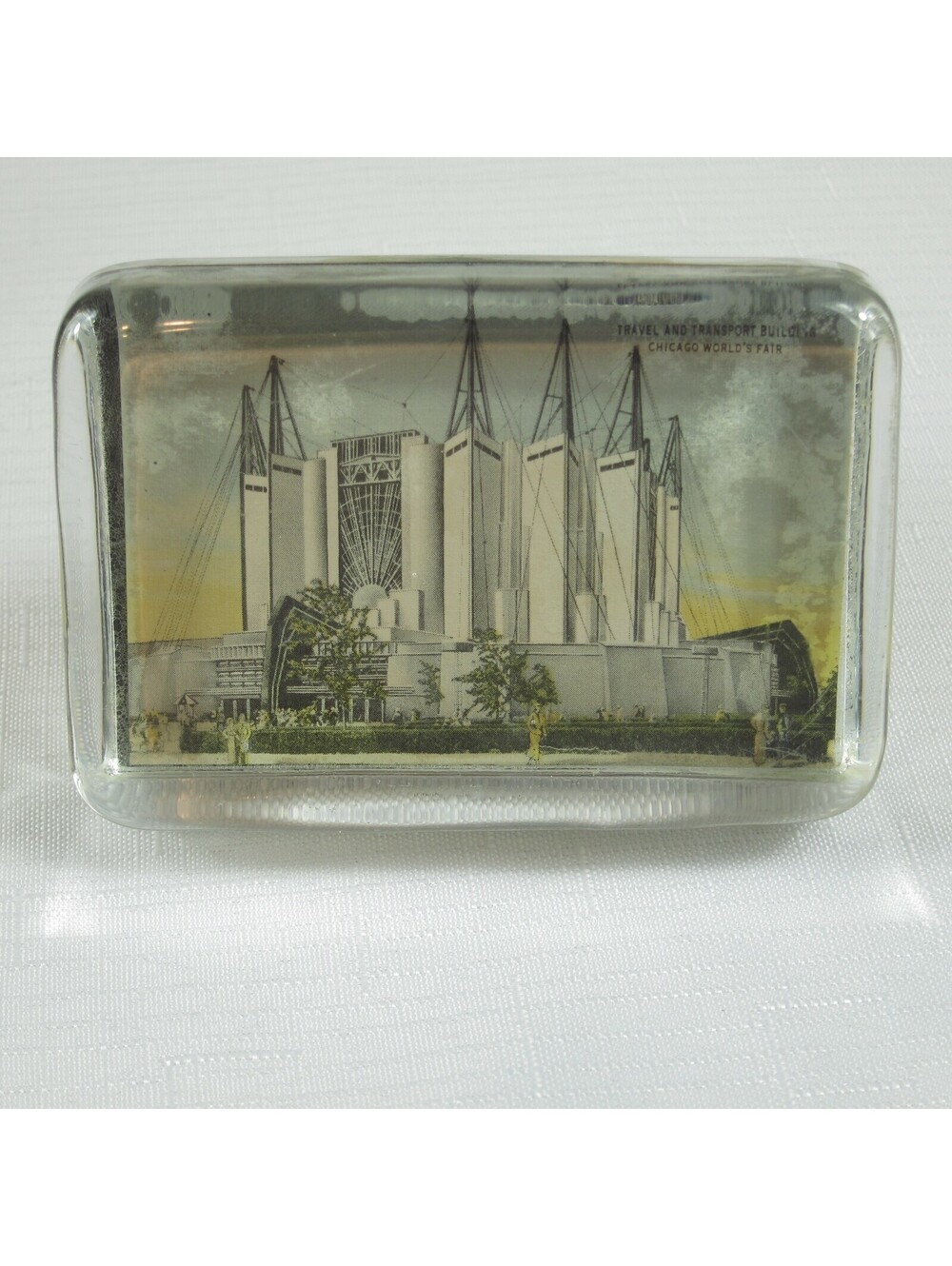 1933-1934 Chicago Worlds Fair Souvenir Glass Paperweight Travel & Transportation